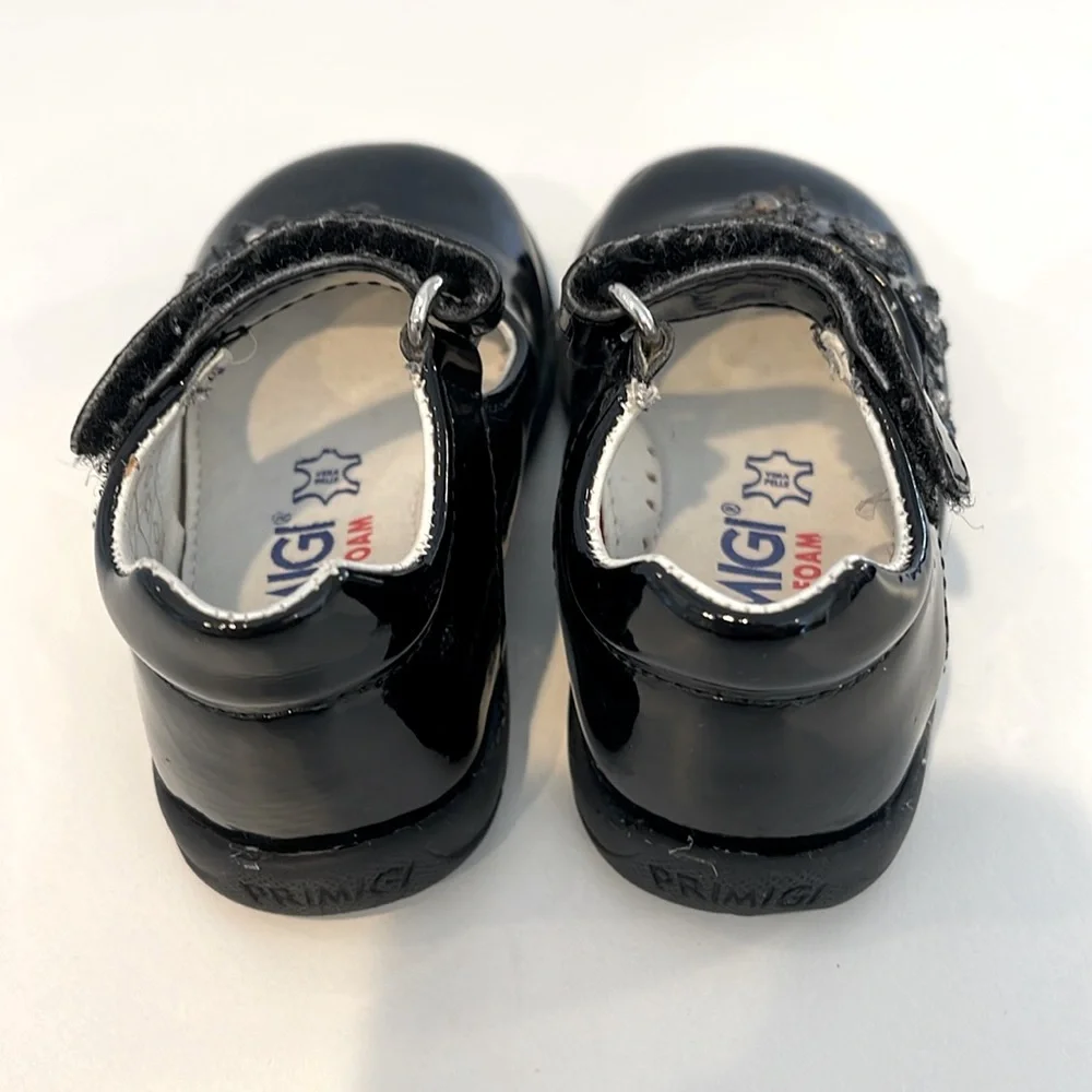 PRIMIGI ANDES MEMORY FOAM BLACK PATENT LEATHER MARY JANES SIZE 4.-4.5 ER SIZE 19